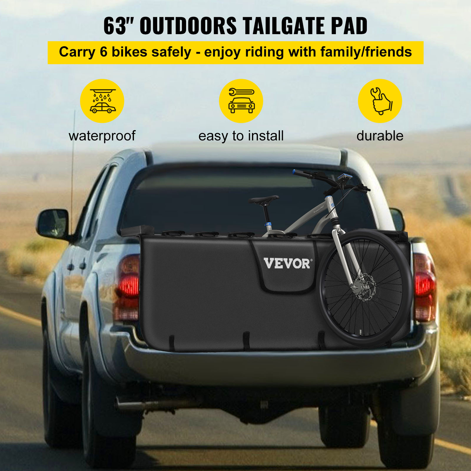 VEVOR Tailgate Pad for Bikes, Tailgate Protection Cover Carries UP to 6
