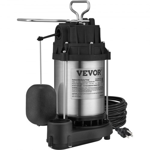 VEVOR Sump Pump, 1/2 HP 3960 GPH, Submersible Cast Iron Stainless Steel