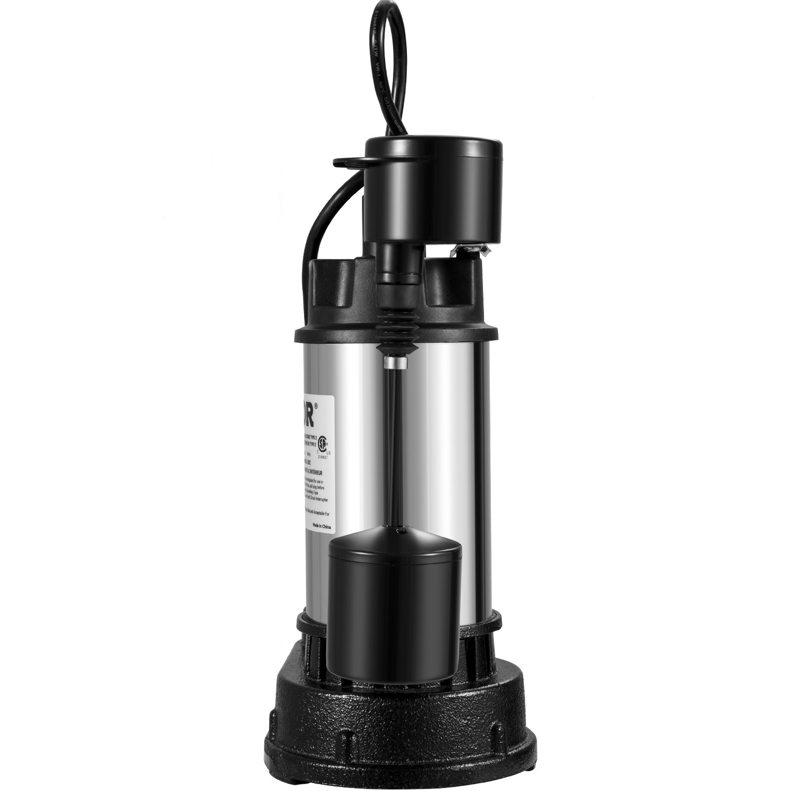 VEVOR 1.5 HP Submersible Cast Iron and Steel Sump Pump, 6000 GPH