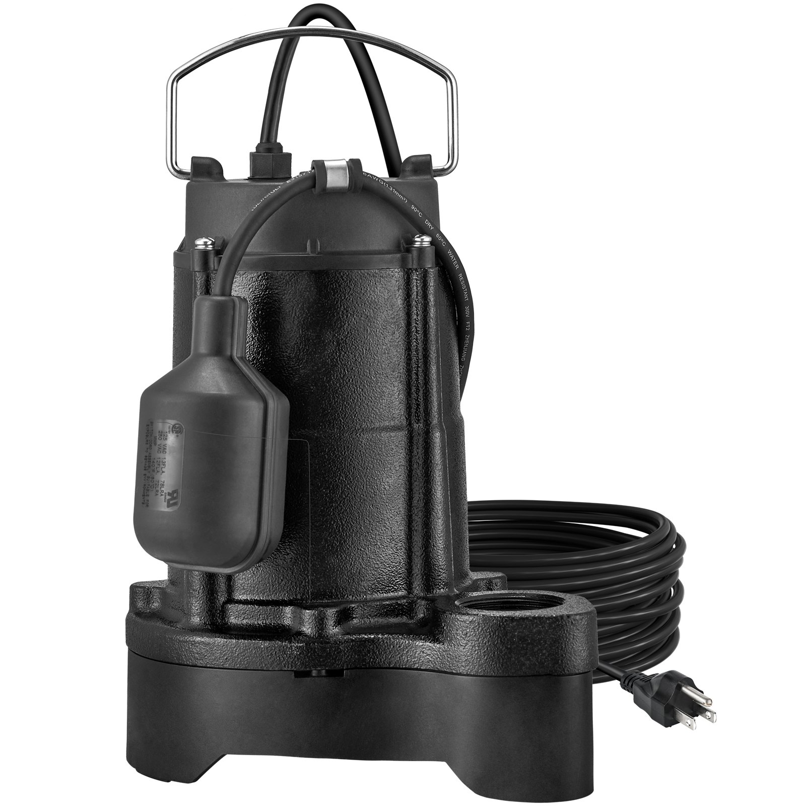 VEVOR Submersible Sump Pump Water Pump 1/2HP 3960GPH Cast Iron w/ Float