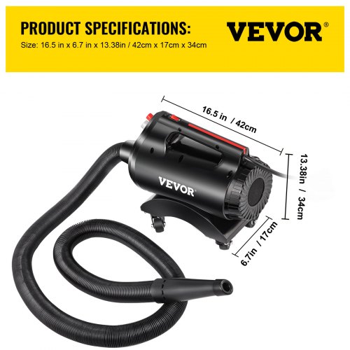 VEVOR Car Dryer Blower 2.1HP,Powerful Car Air blower with 120CFM