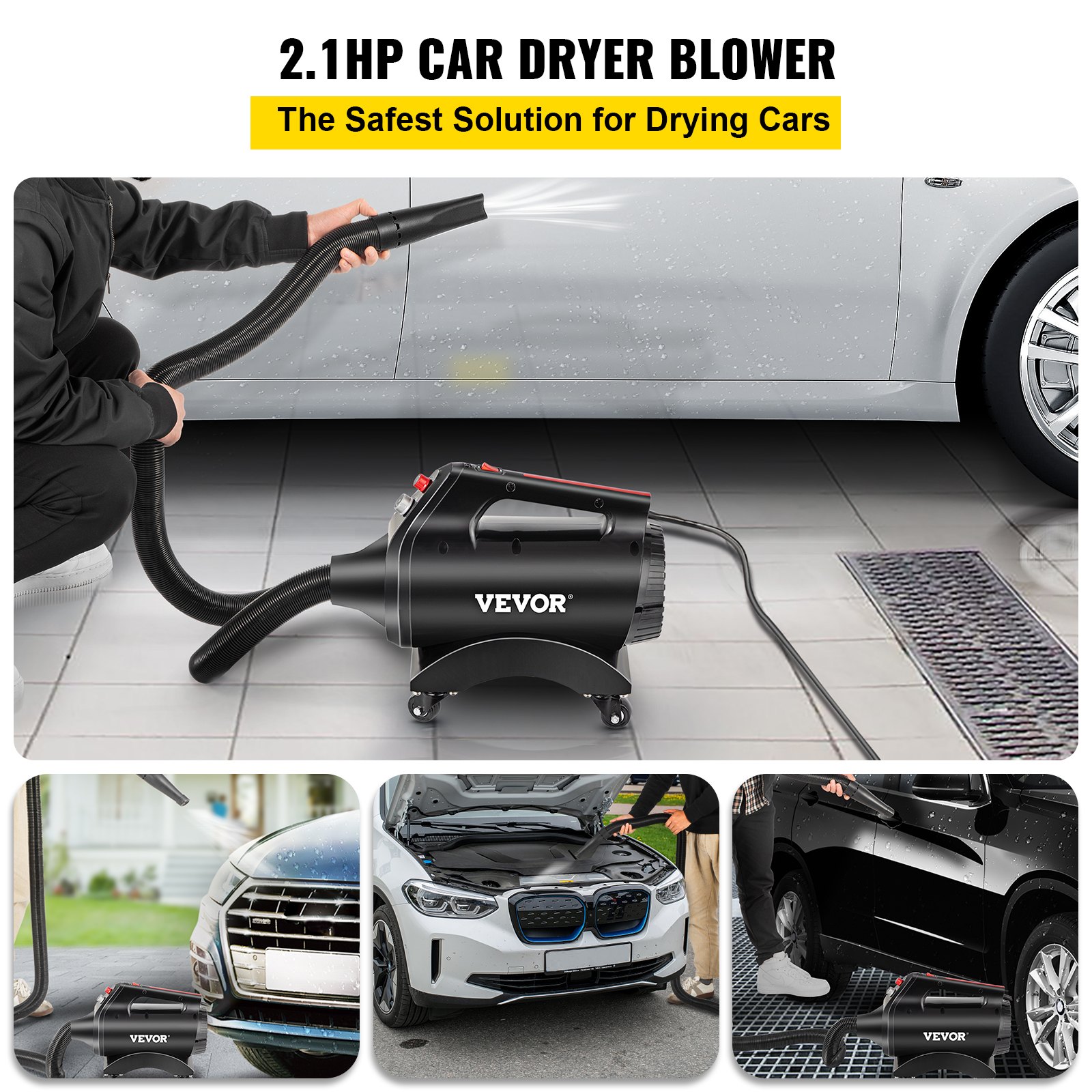 VEVOR Car Dryer Blower 2.1HP,Powerful Car Air blower with 120CFM