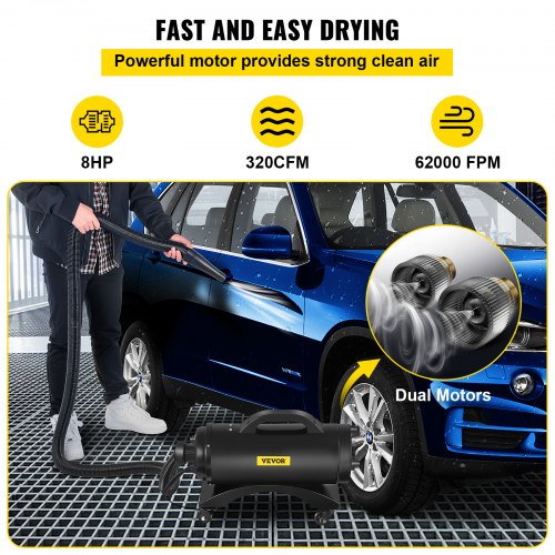 VEVOR Car Air Dryer Blower, 8.0HP Powered Temp High Velocity Car Dryer