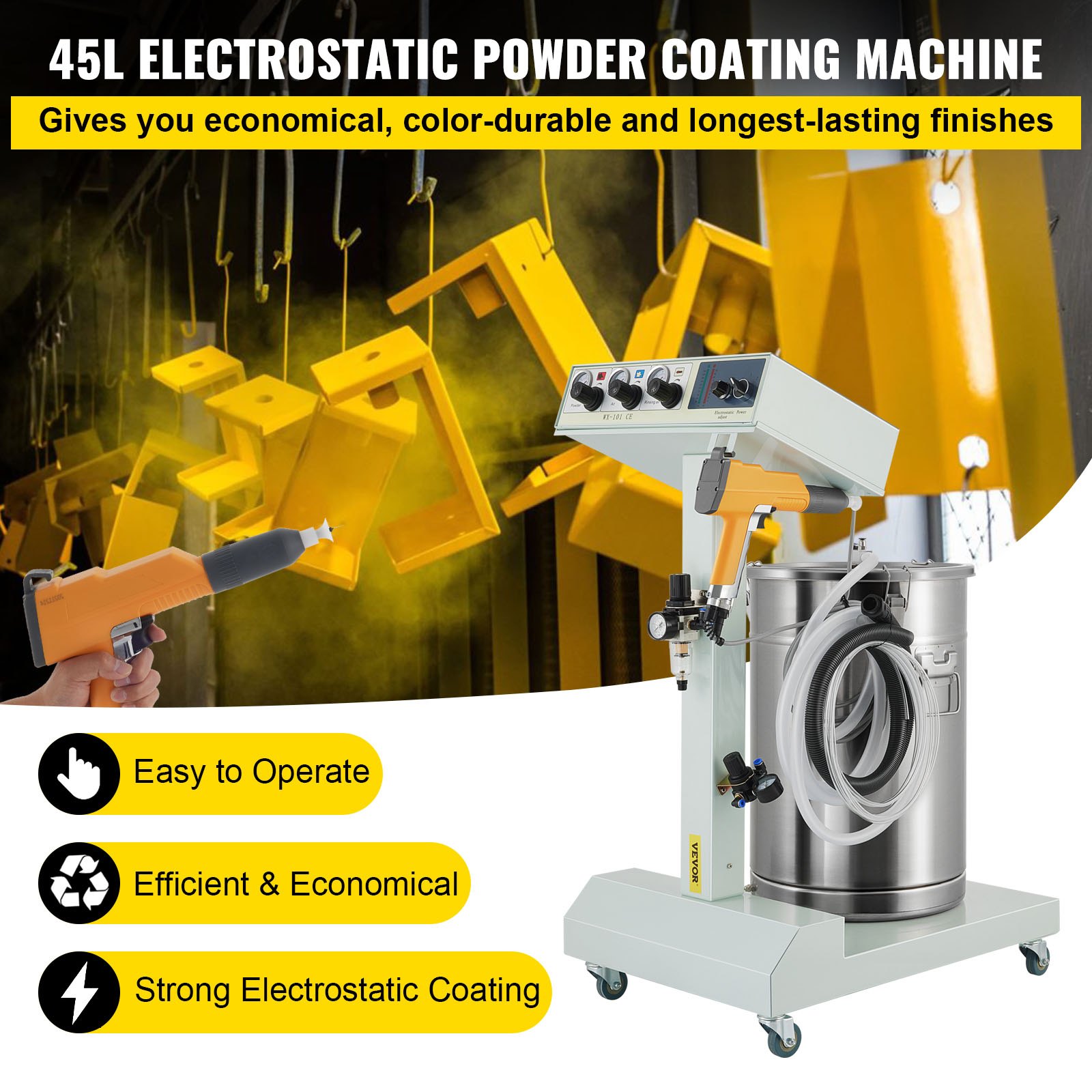 VEVOR 40W 50L Electrostatic Powder Coating Machine with Spraying Gun
