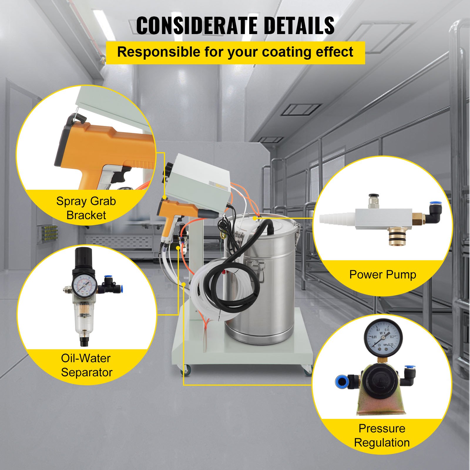 VEVOR 40W 50L Electrostatic Powder Coating Machine with Spraying Gun