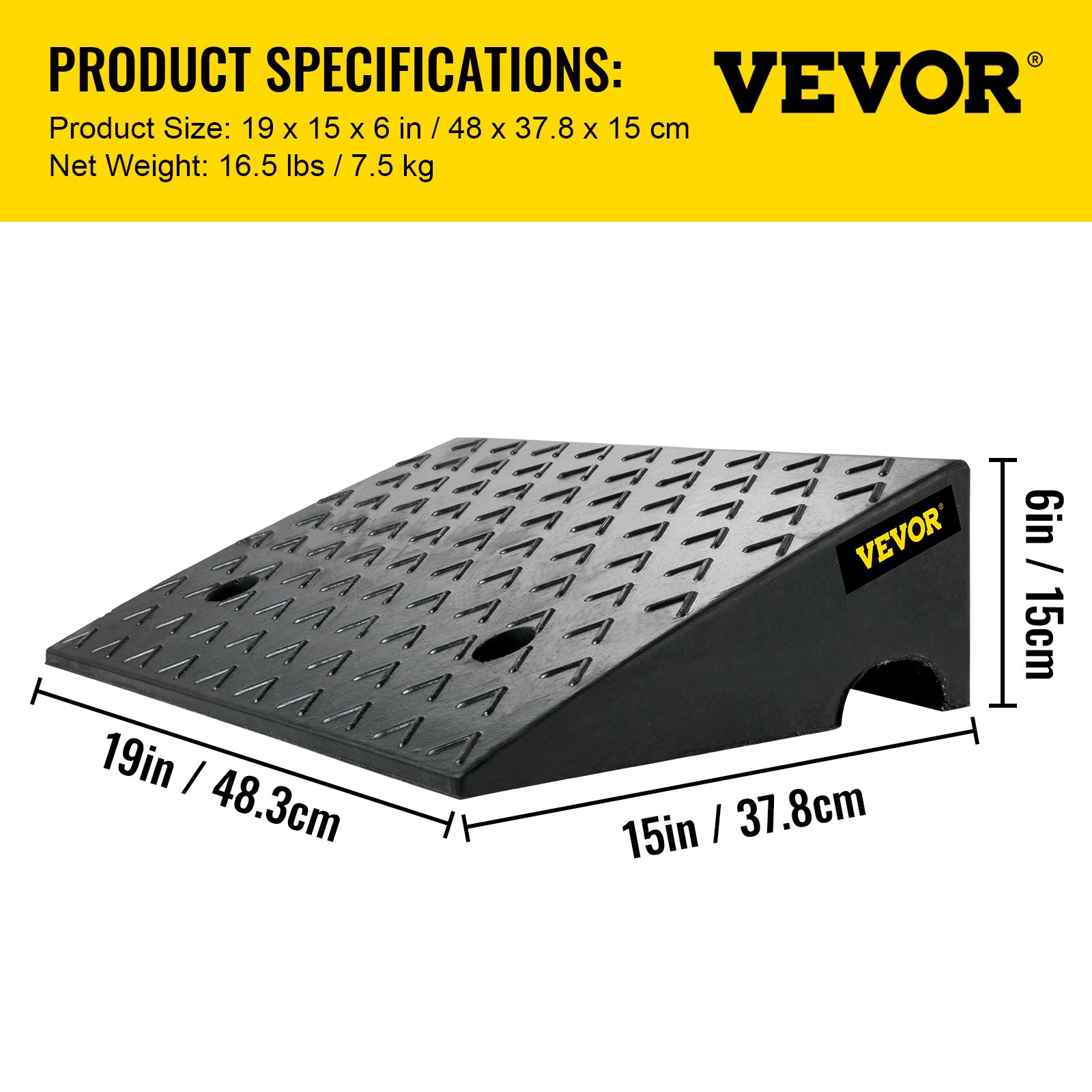 VEVOR Rubber Curb Ramp, 6" Rise Height 2 Pack, HeavyDuty 6800 lbs/3 T