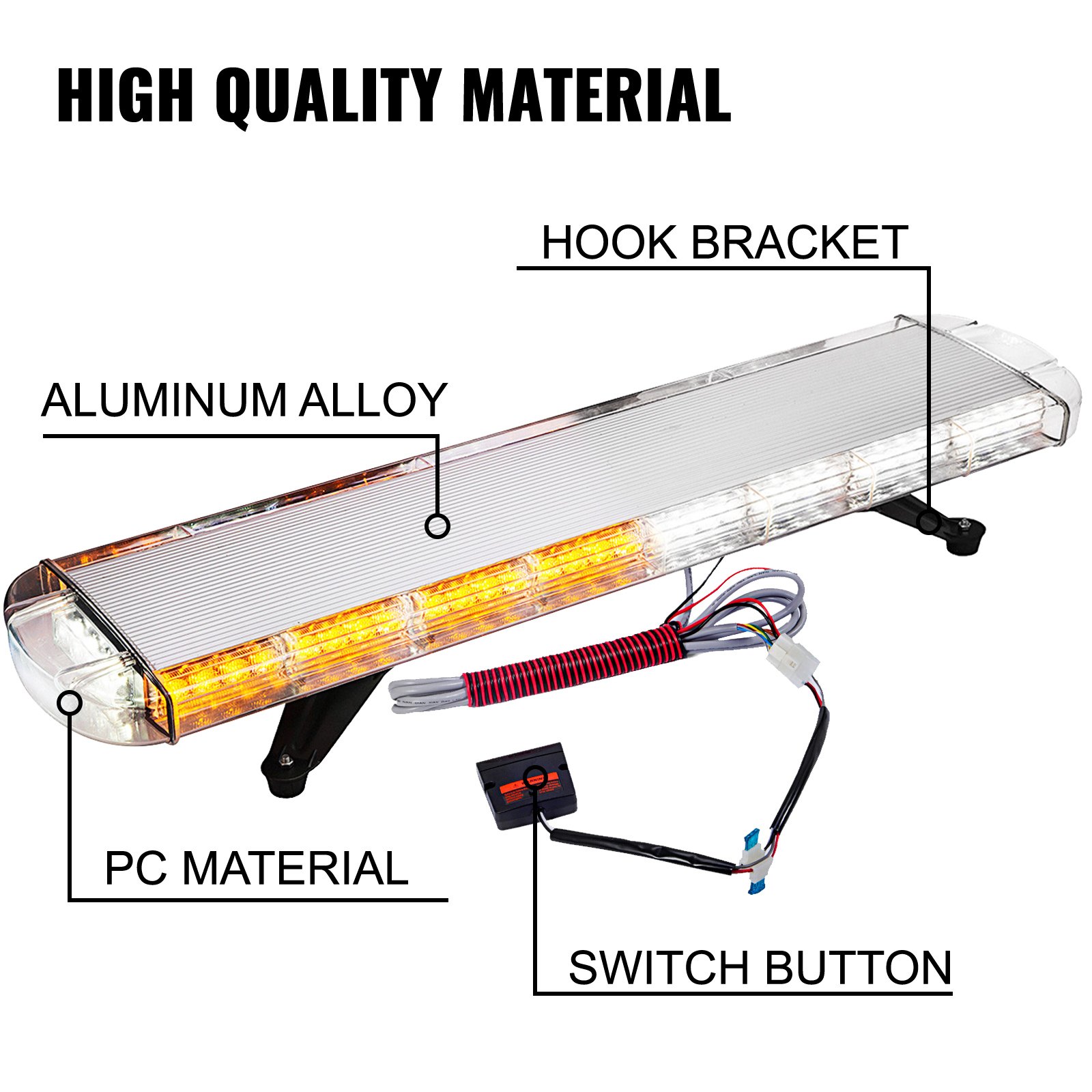 80W Strobe Light Bar Amber White Emergency Beacon Warn Tow Truck