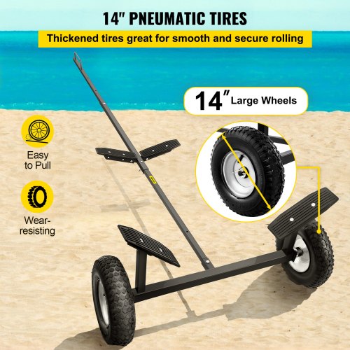 VEVOR Vevorf Durable Canoe Boat 360 Lb Carrier Cart Trailer Trolley Dolly Sand Wheels VEVOR EU
