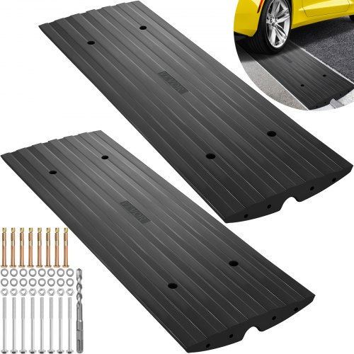 VEVOR 2 Pack Driveway Rubber Curb Ramps Kit Heavy Duty Car Threshold ...