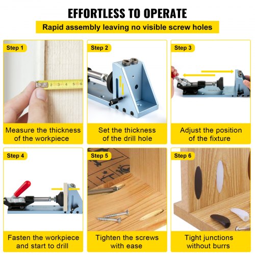 VEVOR Pocket Hole Jig Kit, Adjustable & Easy to Use Joinery Woodworking