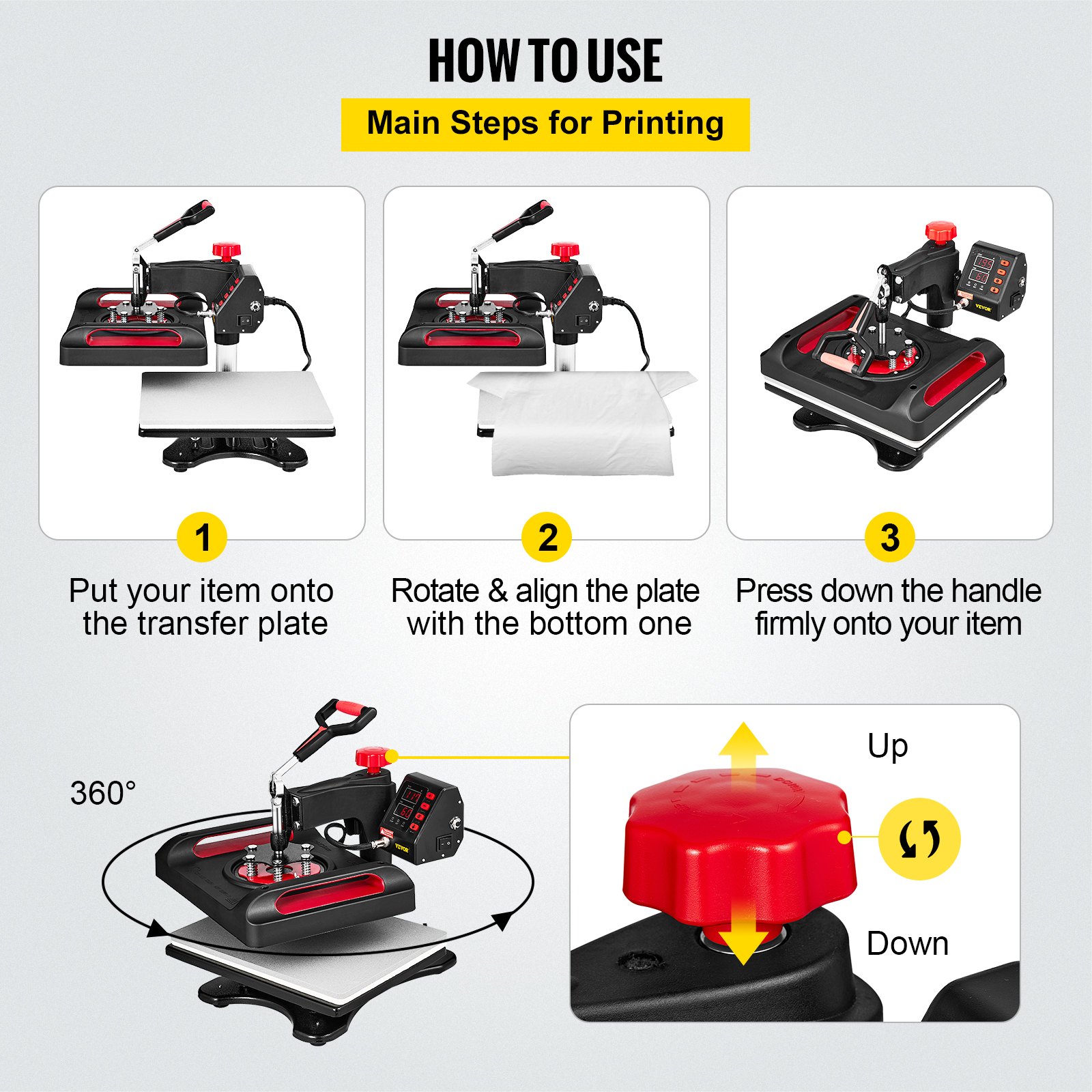 VEVOR Heat Press Machine Sublimation Machine 15 x 12 Inch 11 In 1 Kit