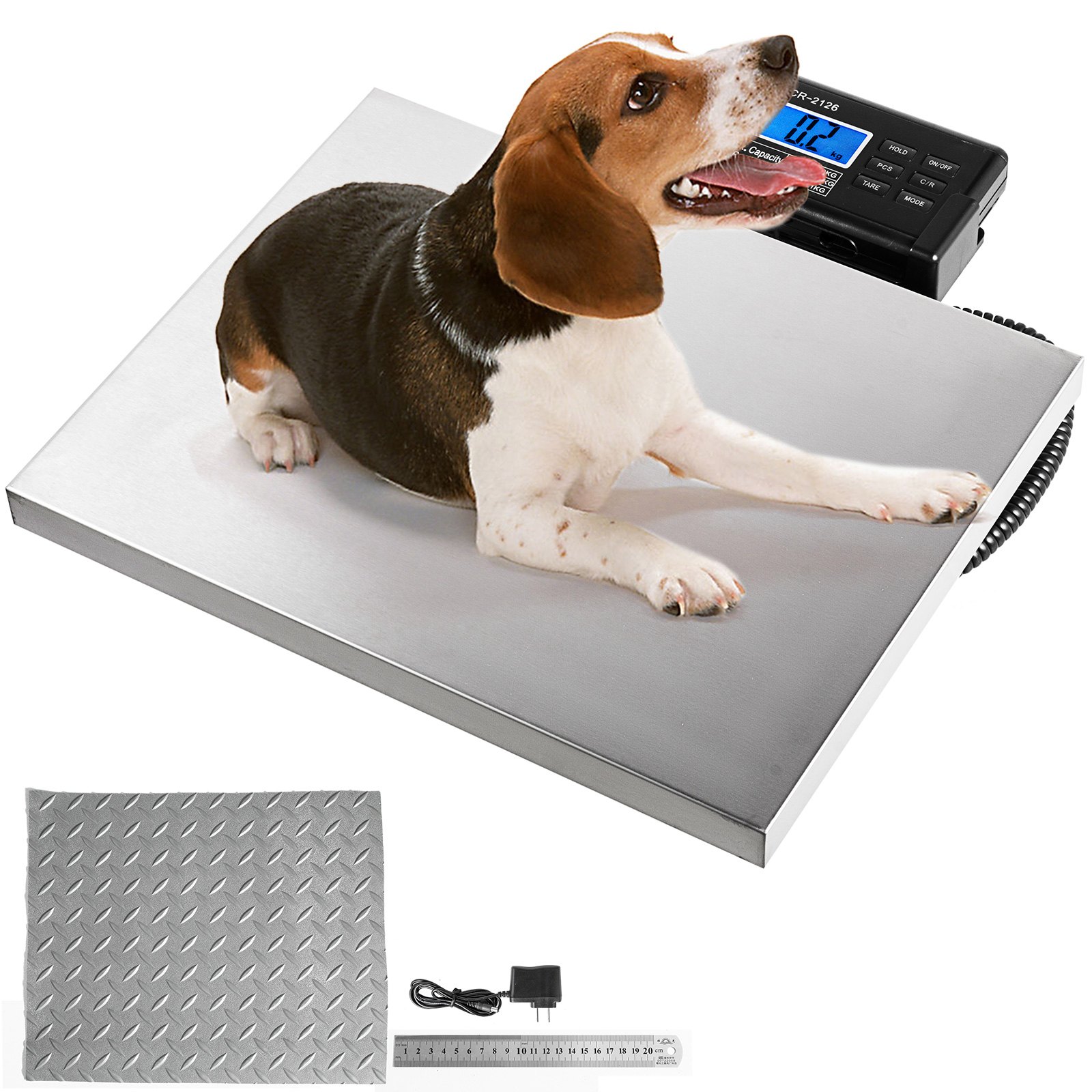 VEVOR Digital Livestock Scale 400Lbs x 0.2Lbs Pet Vet Scale Stainless Steel Large Platform