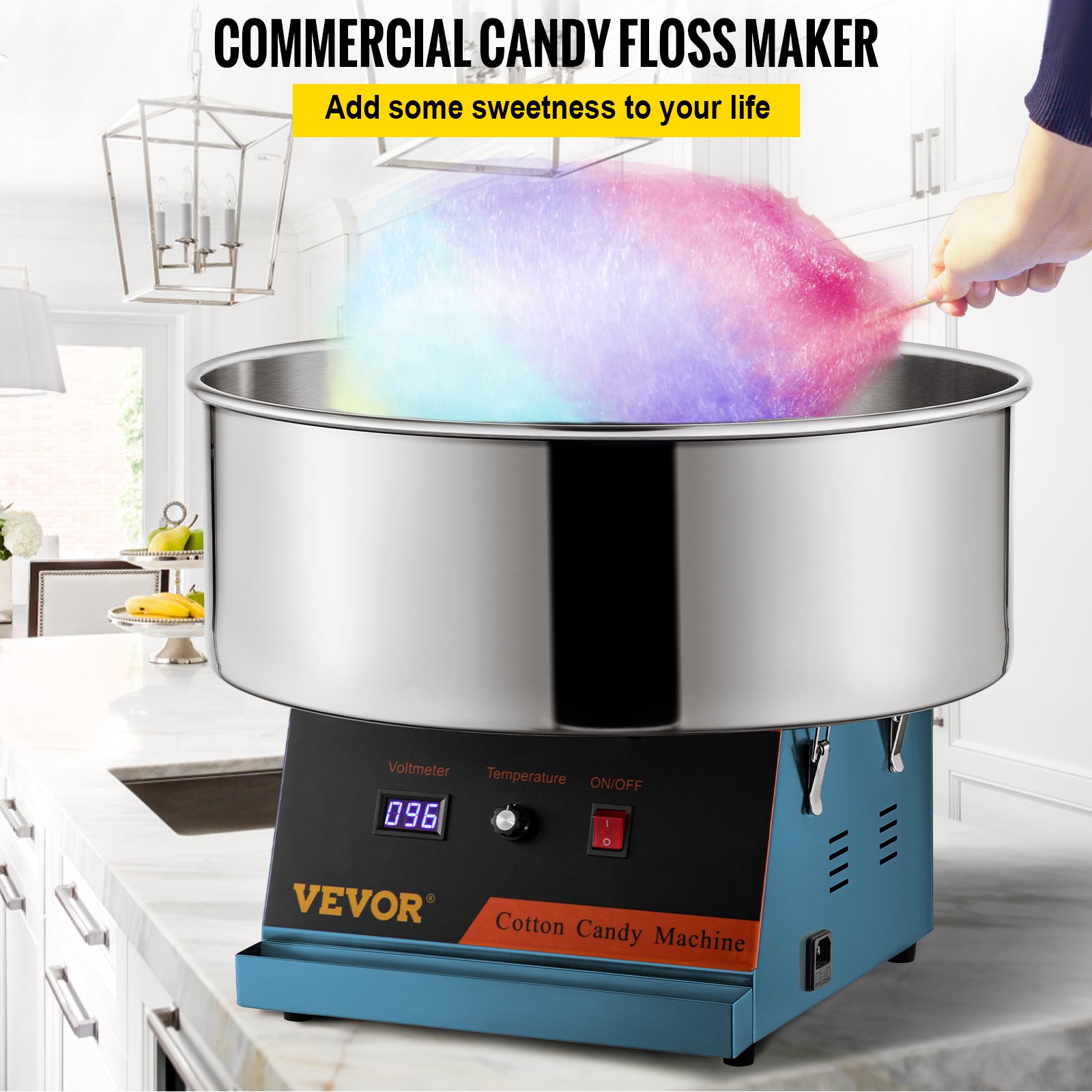 VEVOR Electric Cotton Candy Machine, 19.7-inch Cotton Candy Maker ...