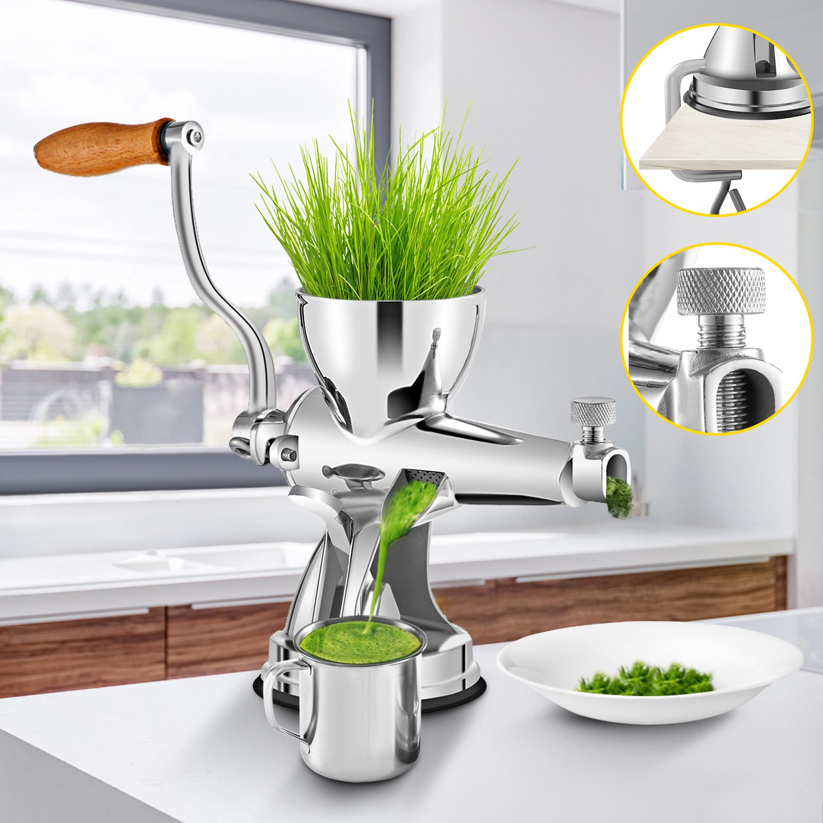VEVOR Manual Wheatgrass Juicer Stainless Steel Hand Crank Wheatgrass