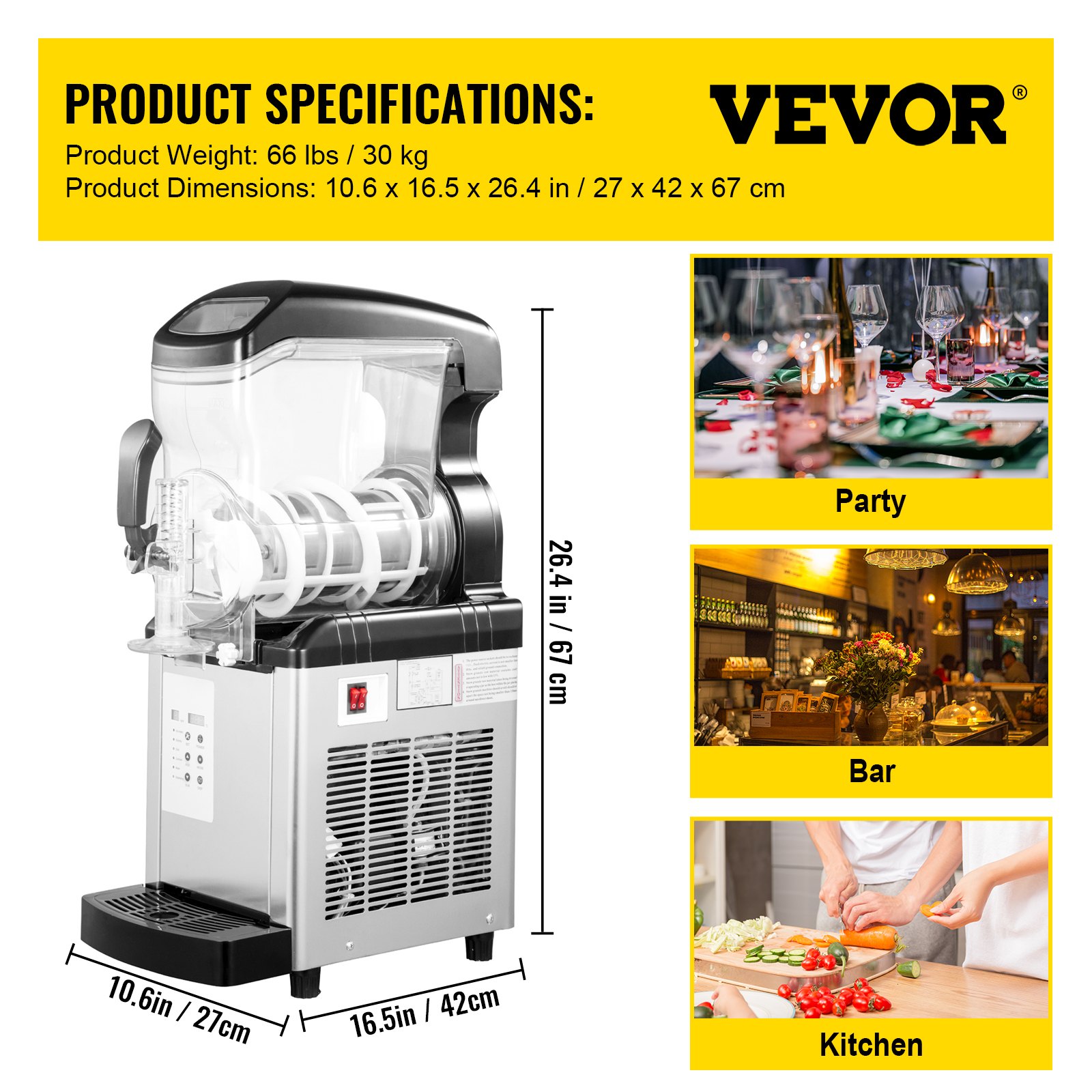 VEVOR Slushie Machine 2 in 1 Commercial Slushy Machine 6L Temperature