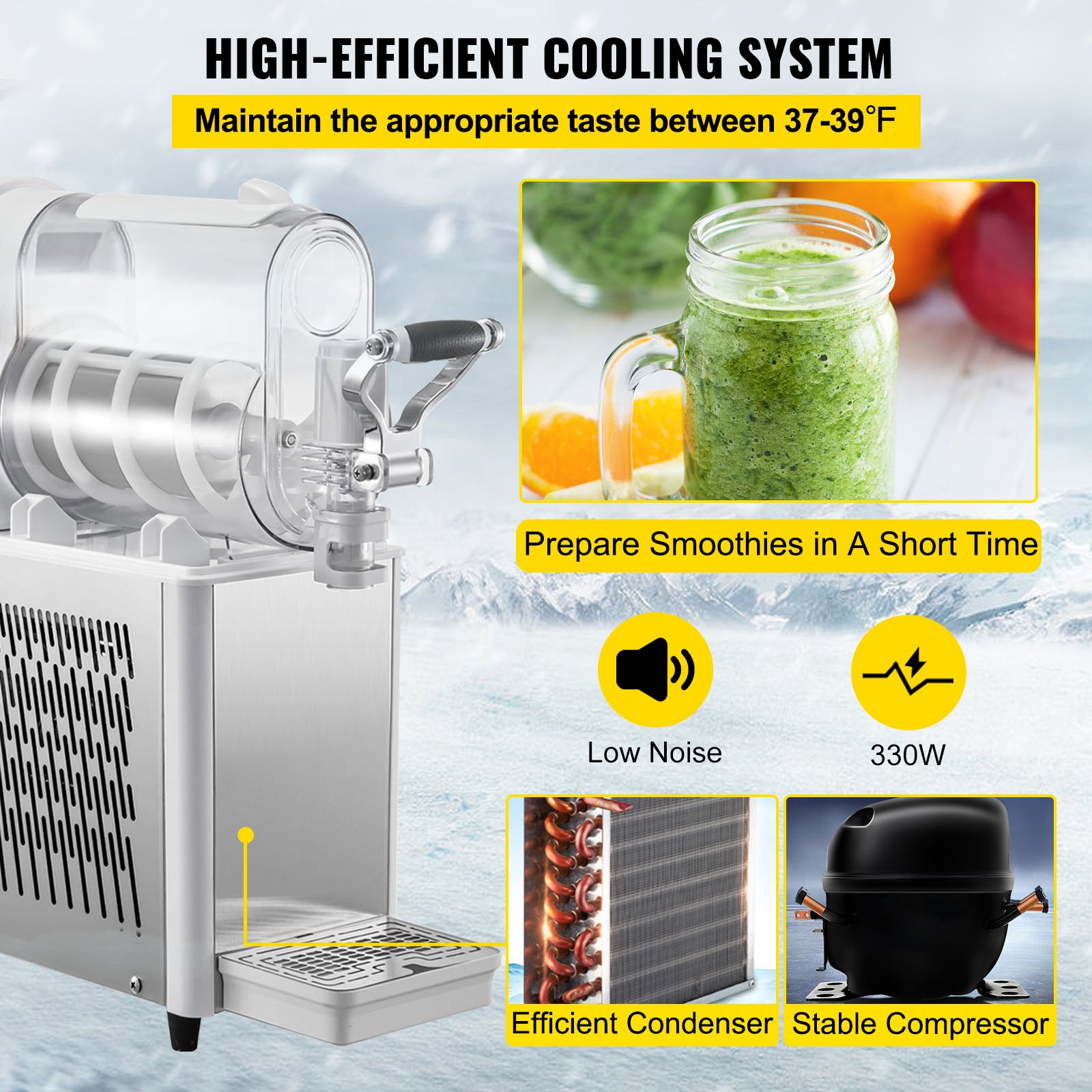 Vevor Slushy Machine 3l Daiquiri Machine Commercial Single Bowl Frozen Drink Slush Machine 8296