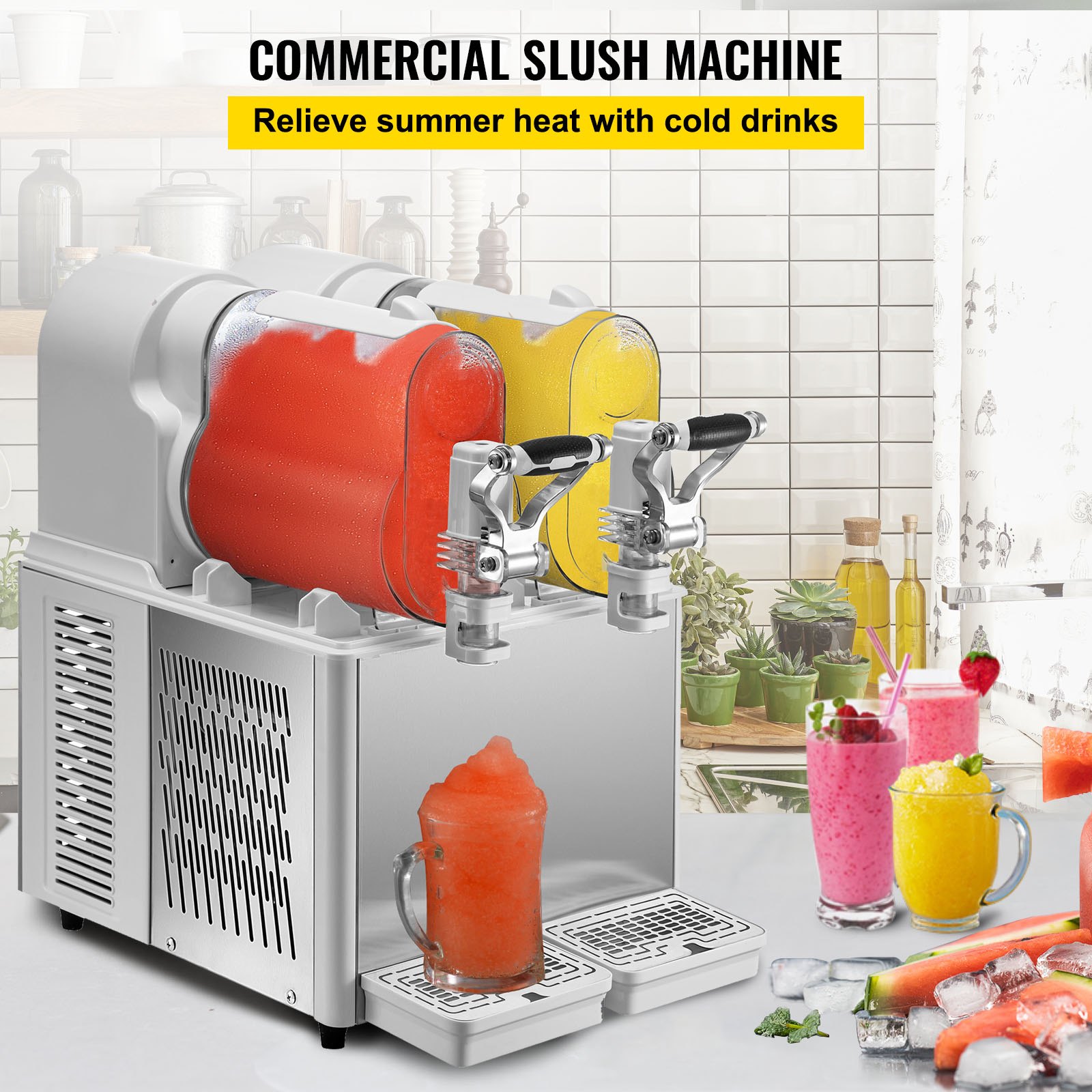 Vevor Slushy Machine 3l X 2 Daiquiri Machine Commercial Single Bowl Frozen Drink Slush Machine 9922