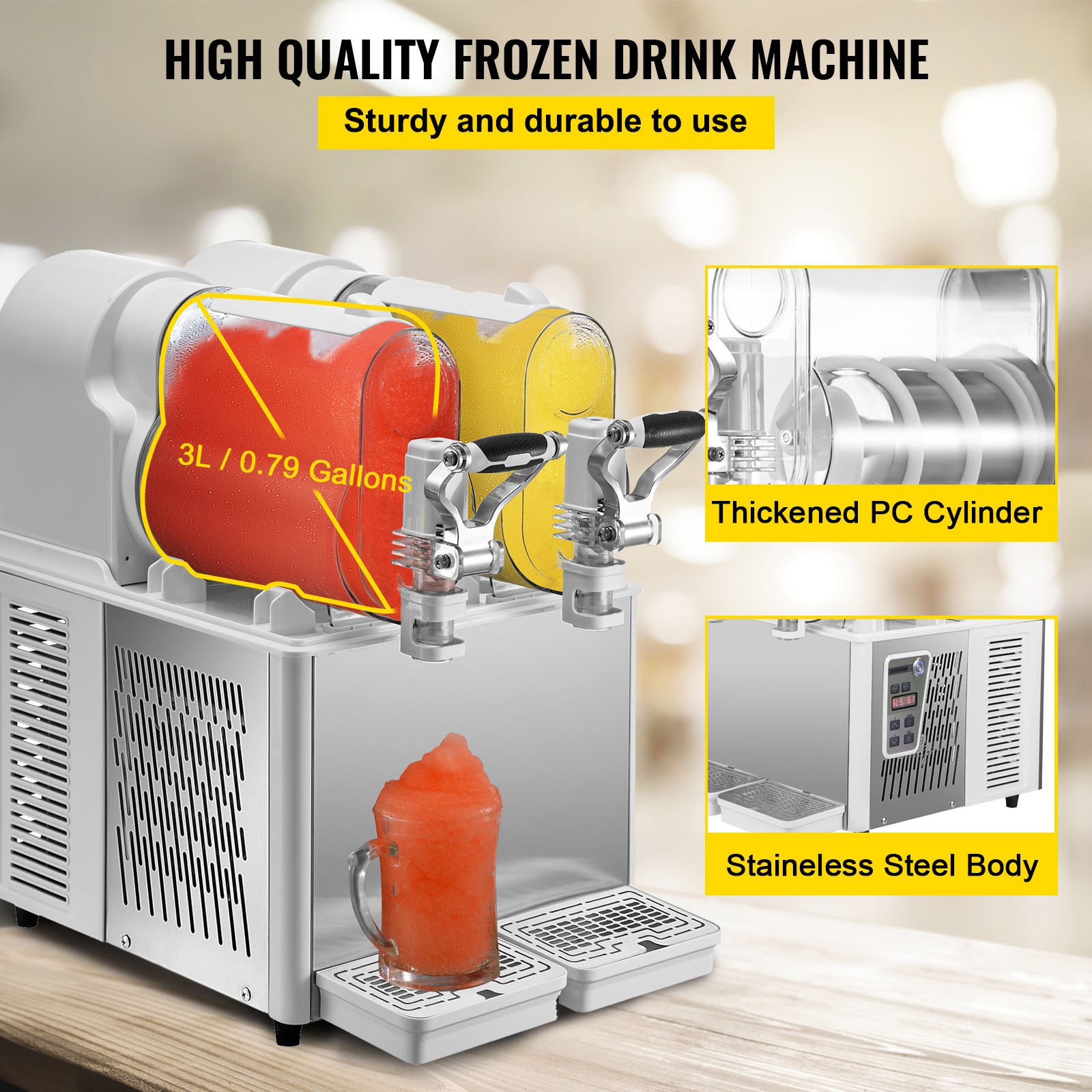 Vevor Slushy Machine 3l X 2 Daiquiri Machine Commercial Single Bowl Frozen Drink Slush Machine 5822