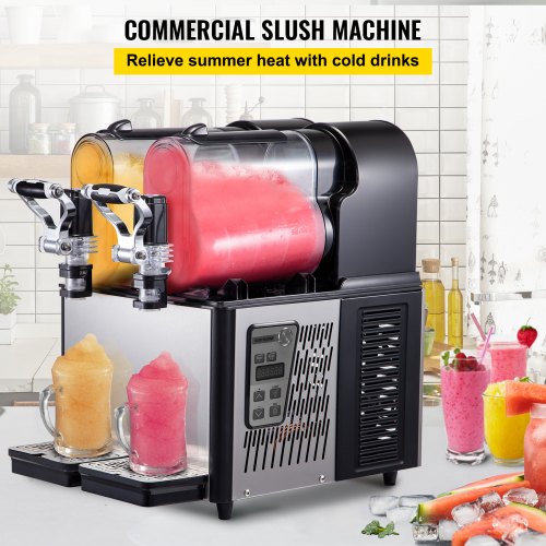 Vevor 110v Slushy Machine 3l X 2 Daiquiri Machine Commercial Single Bowl Frozen Drink Slush 4108