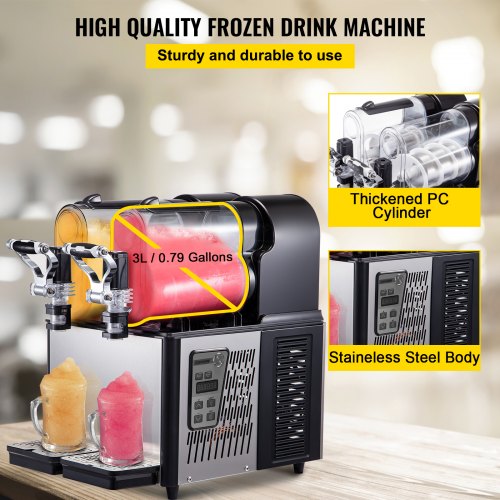 Vevor 110v Slushy Machine 3l X 2 Daiquiri Machine Commercial Single Bowl Frozen Drink Slush 5782