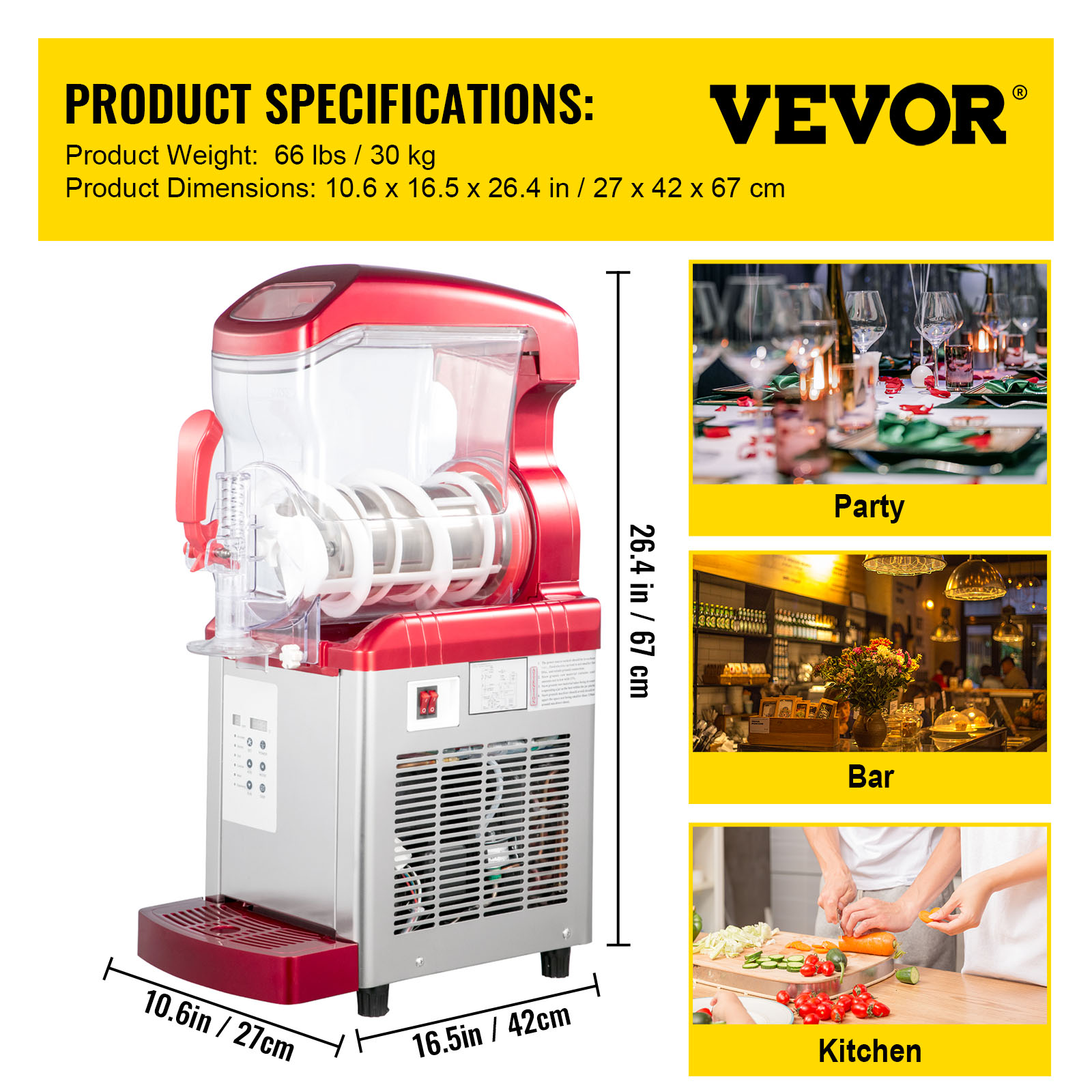 VEVOR Commercial Slush Machine Margarita Slush Maker 1.6Gal Frozen