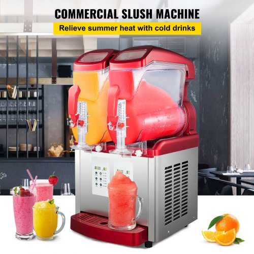 Vevor Commercial Slush Machine 2x6l Ice Cream Maker Led Display 