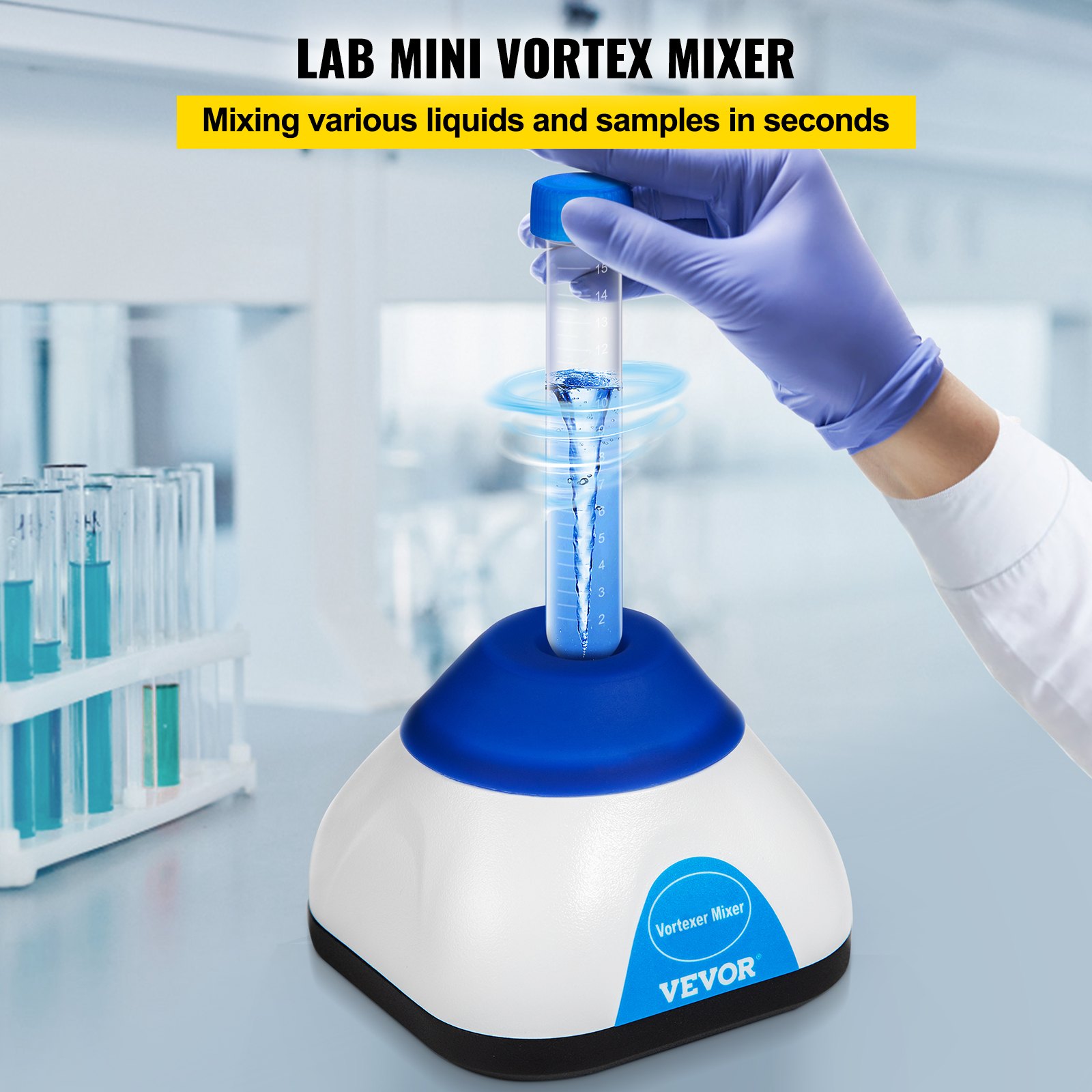 VEVOR Vortex Mixer, 3000RPM Mini Vortex Mixer Shaker, Touch Function Scientific Lab Vortex