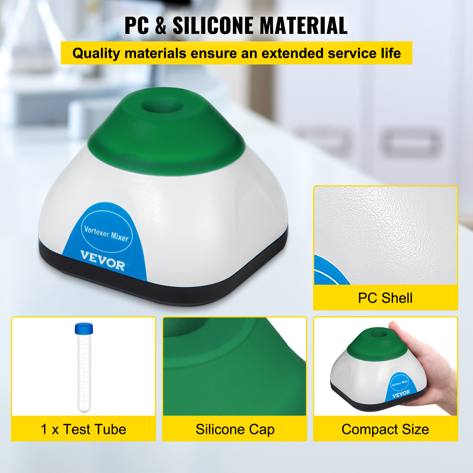 VEVOR Mini Vortex Mixer Lab Vortex Mixer Shaker 6000RPM 50ML for Lab