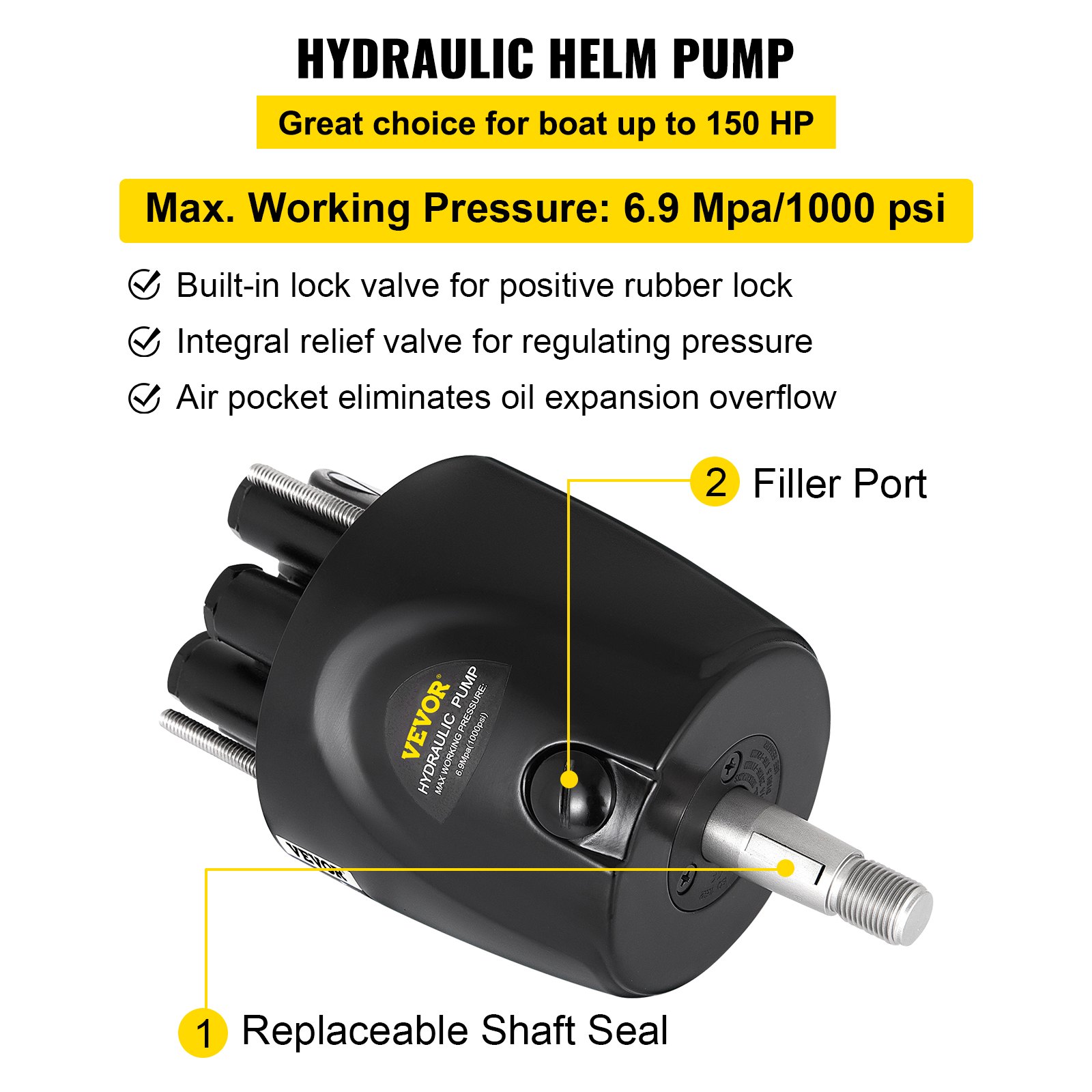 VEVOR 150HP Hydraulic Outboard Steering Kit Teleflex Marine System