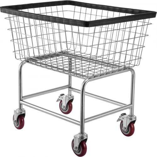 VEVOR Wire Laundry Cart, 2.5 Bushel Wire Laundry Basket with Wheels, 20 ...