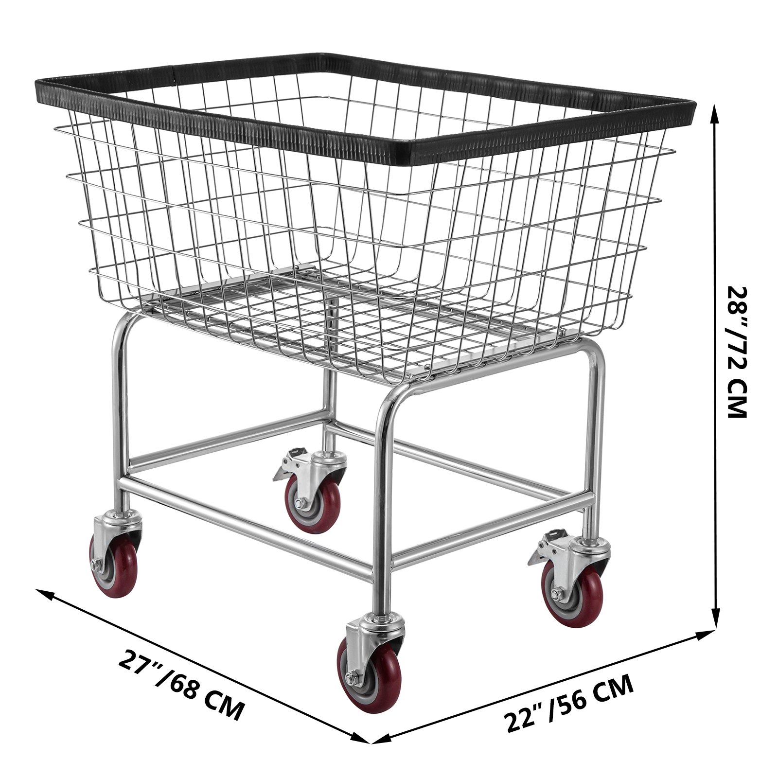 VEVOR Wire Laundry Cart, 2.5 Bushel Wire Laundry Basket with Wheels, 20