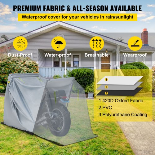 VEVOR Motorcycle Shelter, Waterproof Motorcycle Cover, Heavy Duty