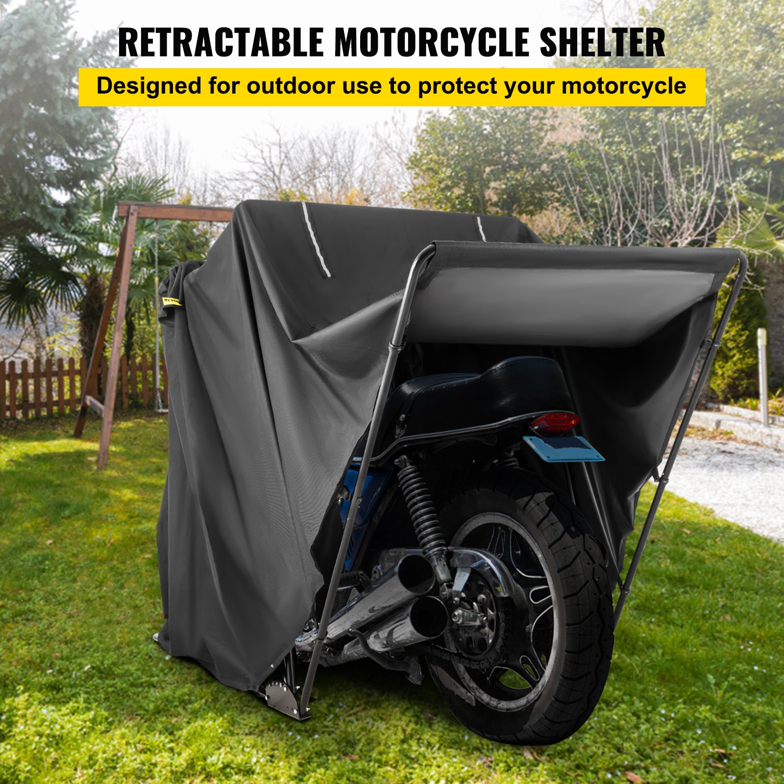 Vevor Motorcycle Shelter Waterproof Motorcycle Cover Heavy Duty Motorcycle Shelter Shed 600d