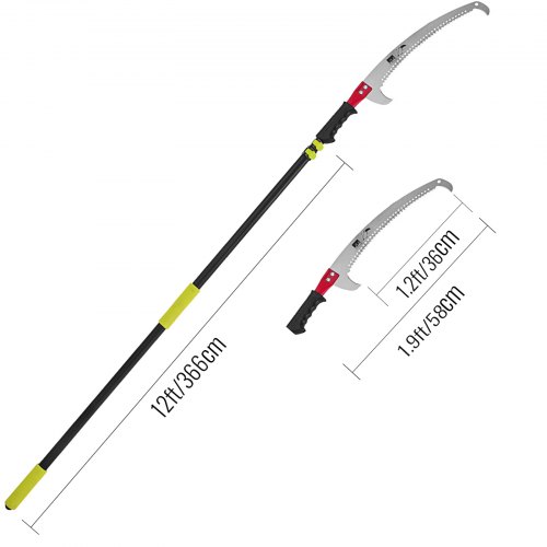 VEVOR Telescopic Pole Saw 412 Foot Extendable Telescopic Landscaping Pole Saw with 2Foot Saw