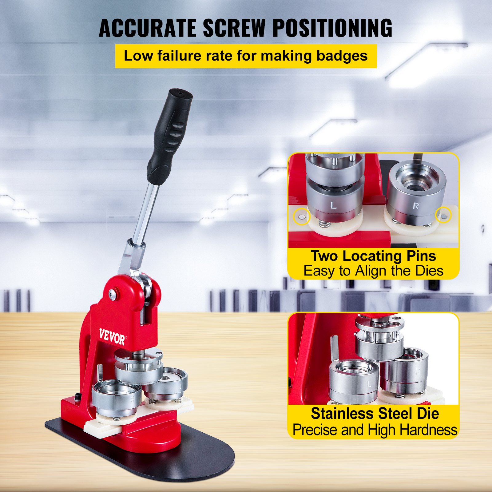 VEVOR Button Maker 44mm 1.75inch Button Maker Machine Badge Punch Press