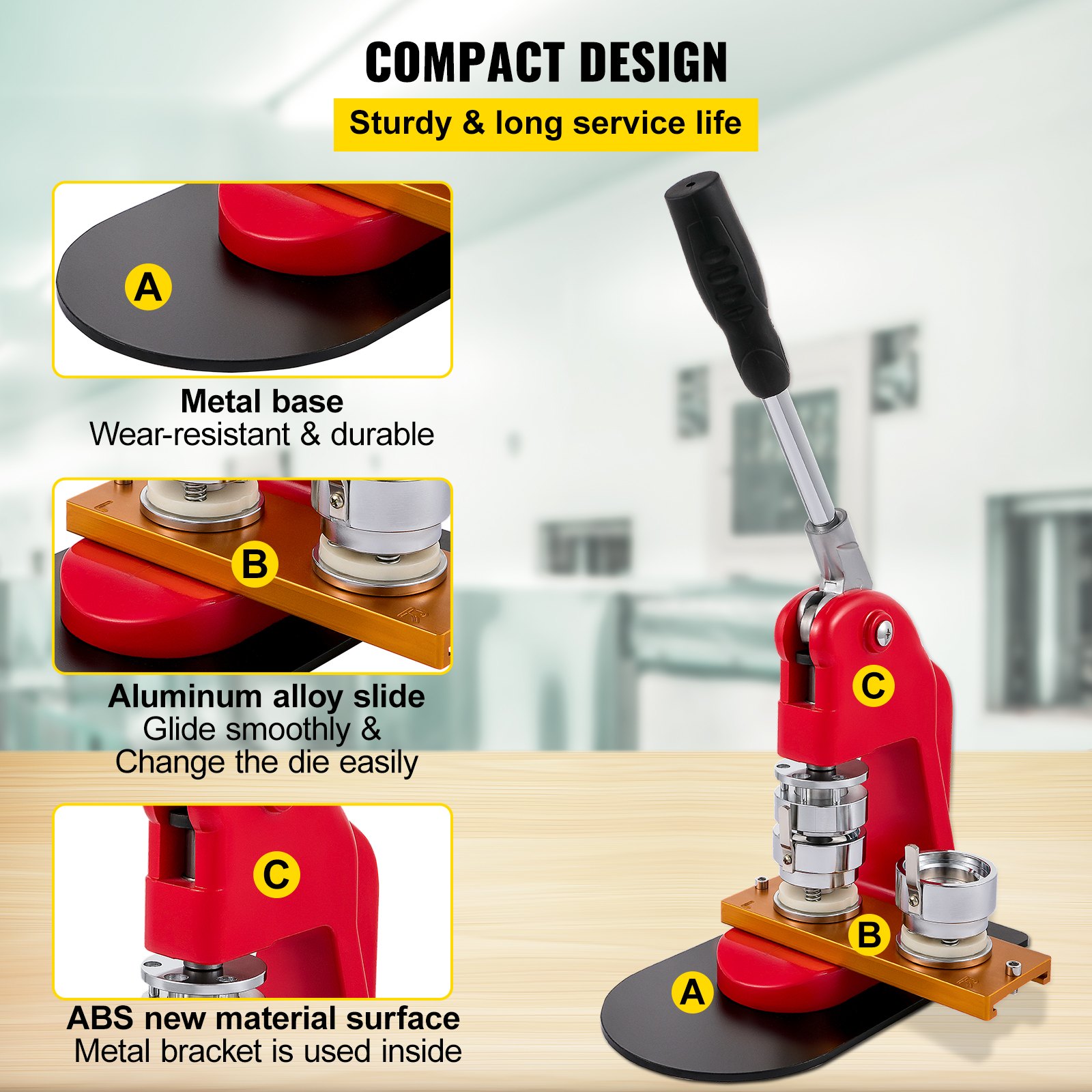 VEVOR Button Maker Button Making Machine 1.5in / 37mm 500 Parts