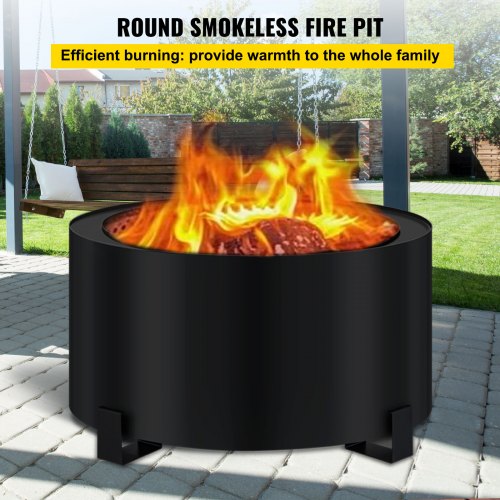 VEVOR Stove Bonfire, Carbon Steel Smokeless Fire Pit, 23.6-inch ...