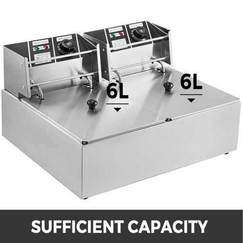 VEVOR VEVOR Double Deep Fat Fryer Large 5000W Deep Fat Fryer 12L Dual