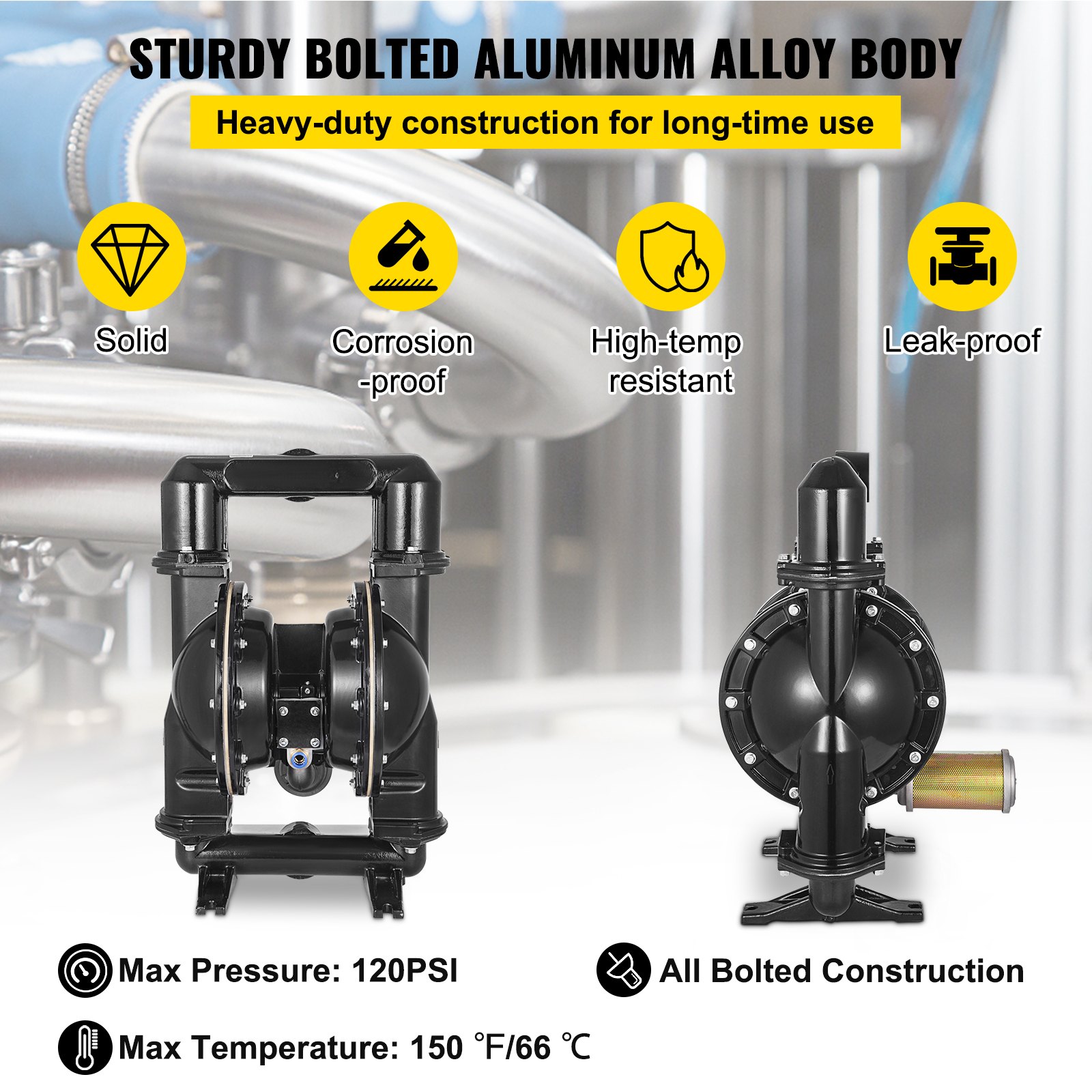 140 GPM Air-Operated Double Diaphragm Pump 2 Inch Inlet And Outlet ...