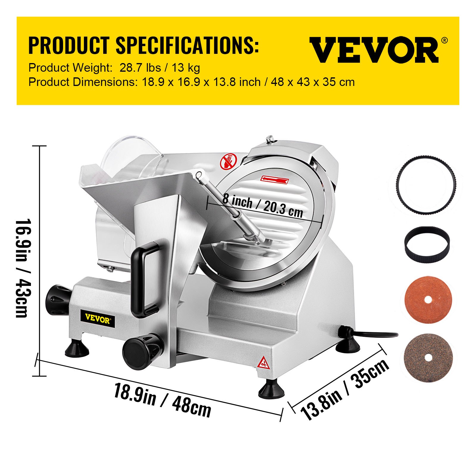 VEVOR Commercial Meat Slicer, 240W Electric Deli Food Slicer, 1200RPM ...