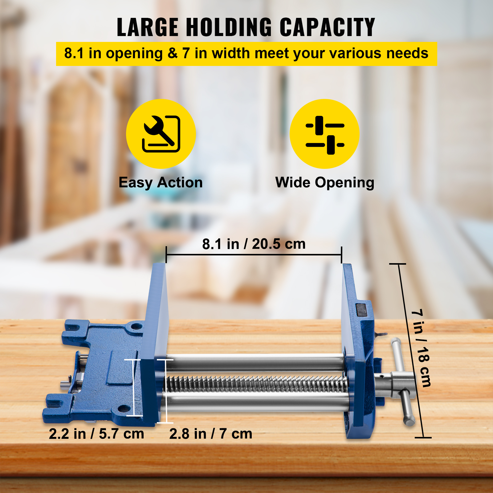 Vevor Woodworking Bench Vise Wood Bench Vise 7 Inch Cast Iron Front ...