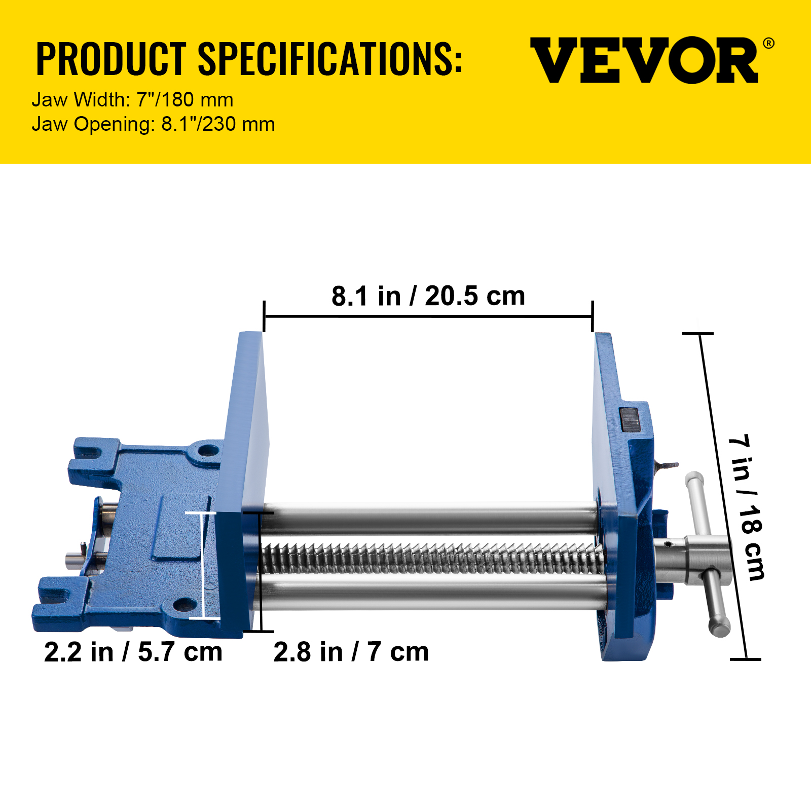 Vevor Woodworking Bench Vise Wood Bench Vise 7 Inch Cast Iron Front ...