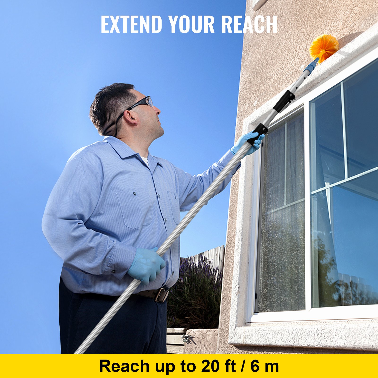 VEVOR Extension Pole, 20 ft Telescoping Pole, MultiPurpose Telescopic