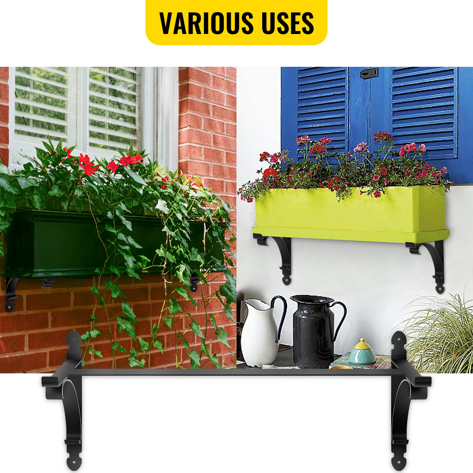 Window Box Bracket, Adjustable Planter Box Bracket, Flower Box Bracket For Railing, No Drill Flower Box Holder - Bed Bath & Beyond - 40259852