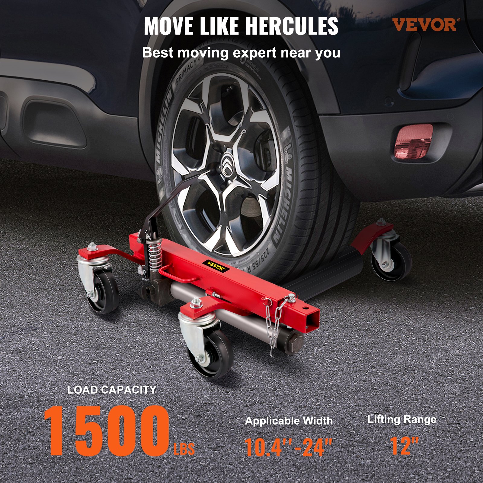 Dropship VEVOR Wheel Dolly, 1 Piece Wheel Dolly Car Skate, Heavy Duty Vehicle Positioning With Ratcheting Foot Pedal, Ratchet Type Tire Skate Tire Jack For Car Truck RV Trailer, 1500 LBS To