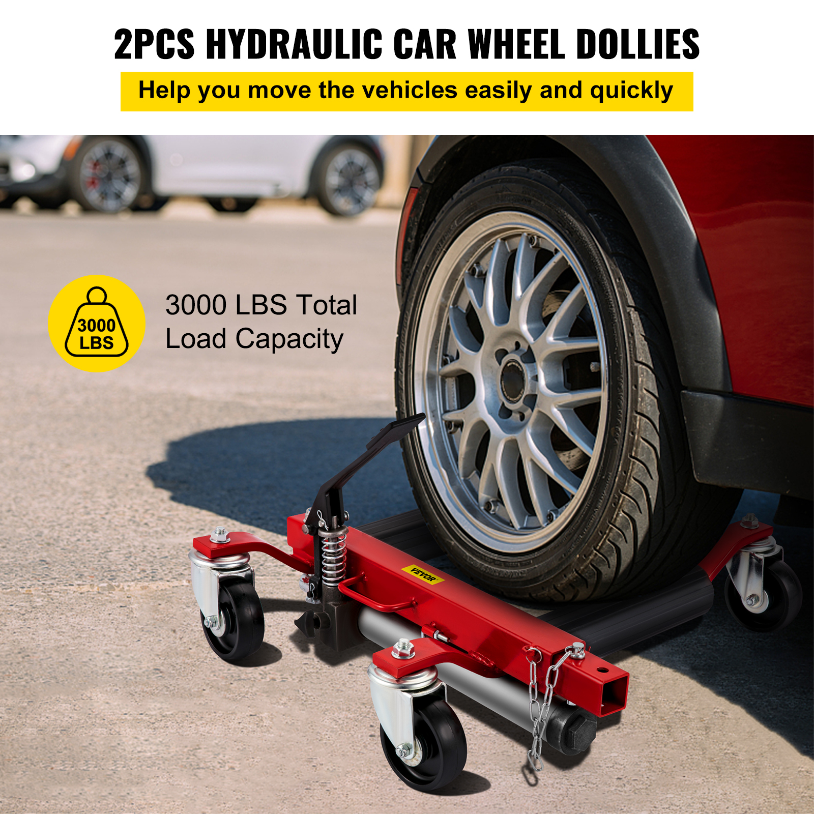 VEVOR Wheel Dolly, 2pcs Car Dolly, 1500 Lbs Capacity Car Jack Dolly, 12 ...