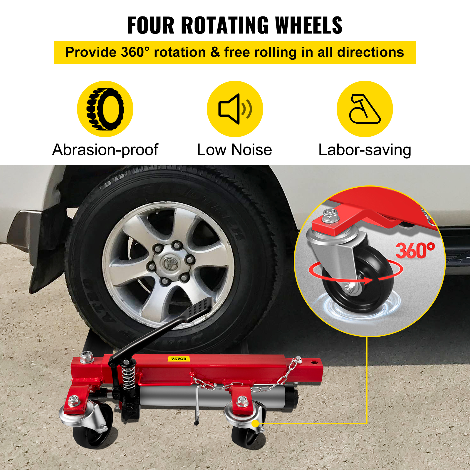 VEVOR Wheel Dolly, 2pcs Car Dolly, 1500 Lbs Capacity Car Jack Dolly, 12