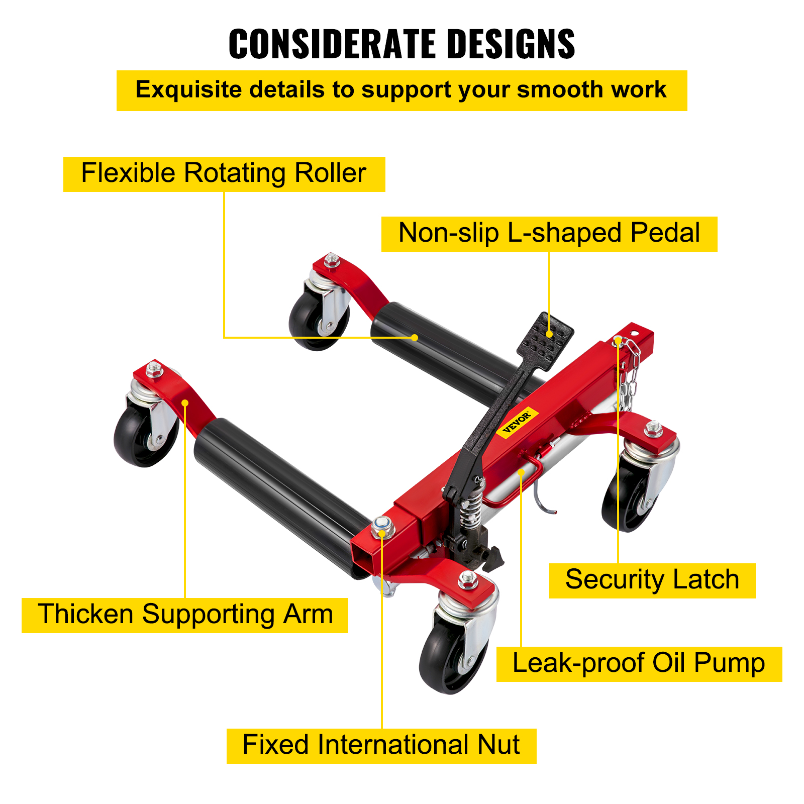 VEVOR Wheel Dolly, 2pcs Car Dolly, 1500 Lbs Capacity Car Jack Dolly, 12