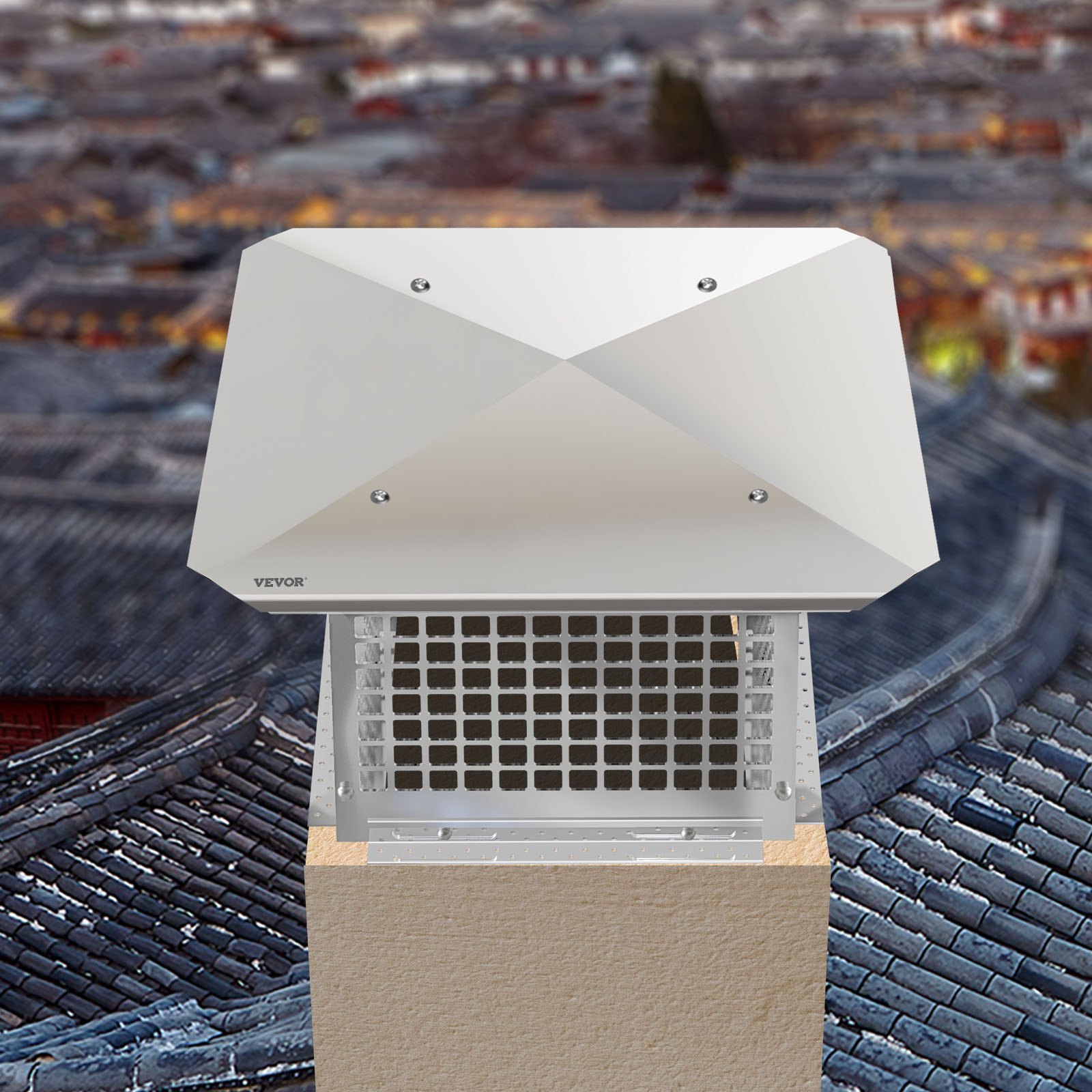 VEVOR Chimney Cap, 13" x 13" Flue Caps, 304 Stainless Steel Fireplace Chimney Cover, Adjustable