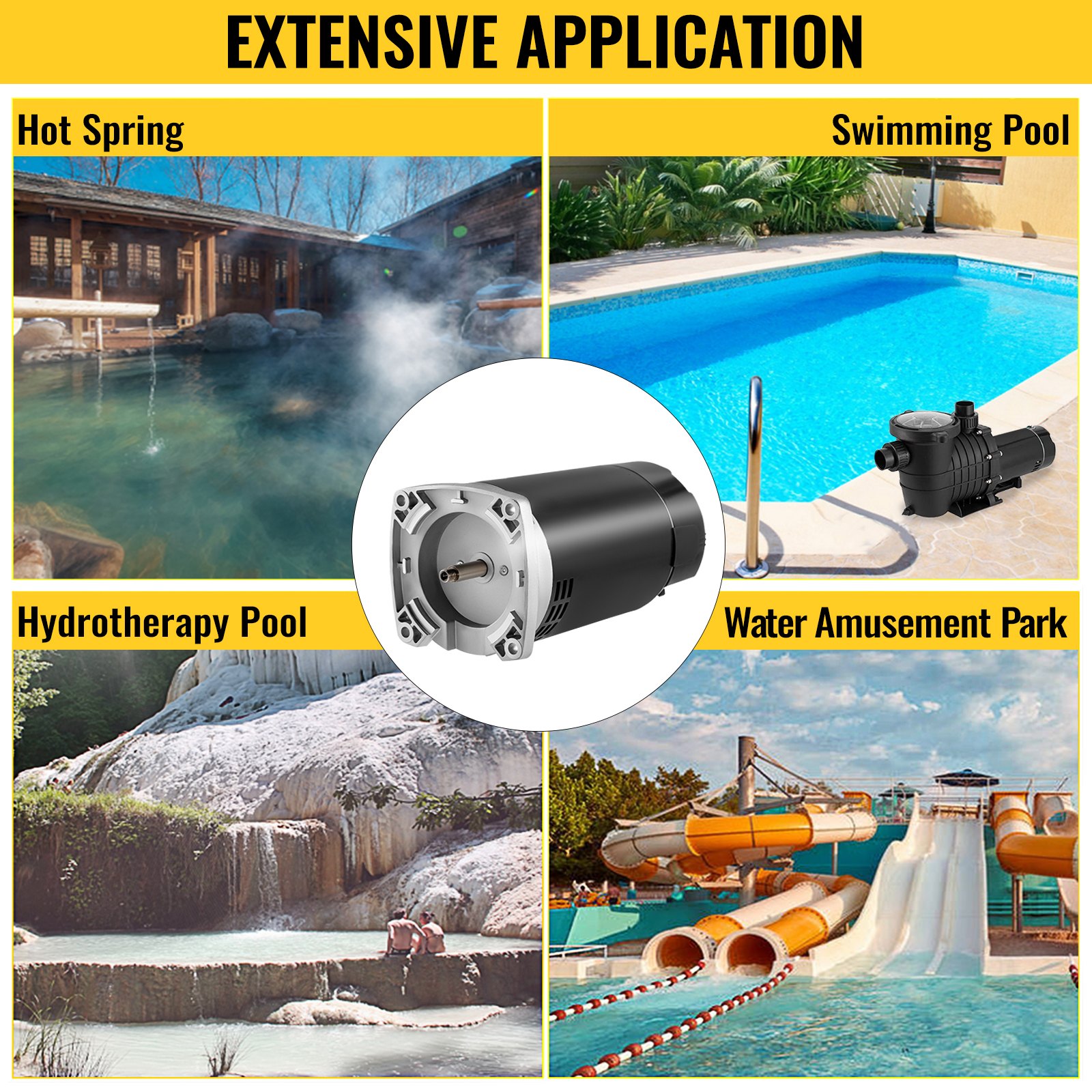 VEVOR Pool Motor,1 HP, 3450 RPM, 230/115 Volts, 6.4/12.66 Amps, 1 Speed